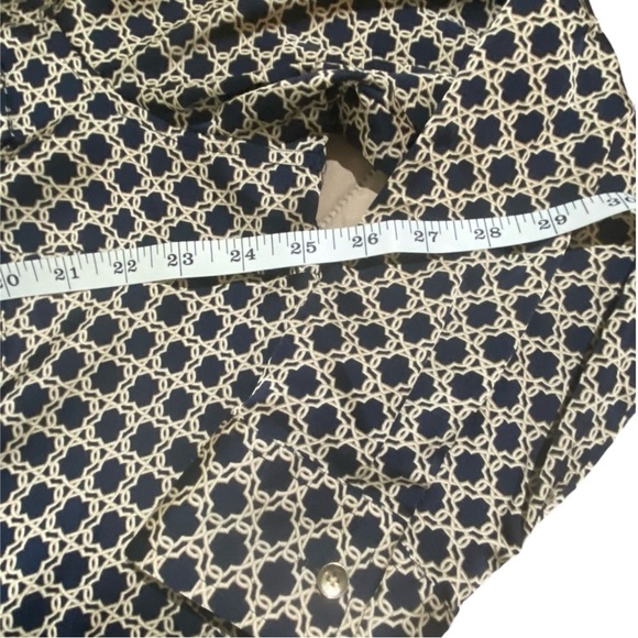 Jones New York Navy & Gold Button-Front Career Top - Picture 4 of 7